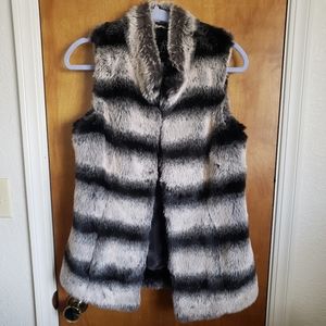 RACHEL Zoe faux fur animal/zebra print  teddy vest